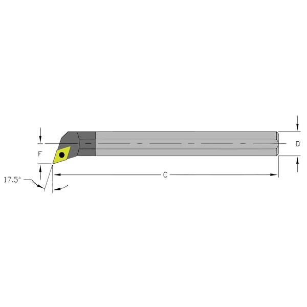 Indexable Boring Bar, E08R SDQCR2, 8 in L, Carbide, 55 Degrees  Diamond Insert Shape