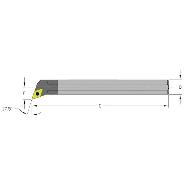 Indexable Boring Bar, E10S SDQCR2, 10 in L, Carbide, 55 Degrees  Diamond Insert Shape
