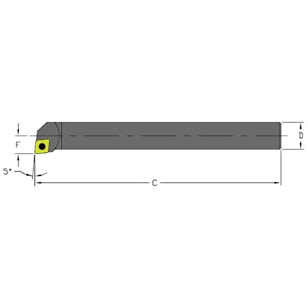 Indexable Boring Bar, D12S SCLCR3, 10 in L, High Speed Steel, 80 Degrees  Diamond Insert Shape