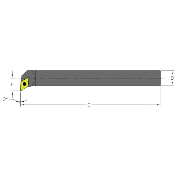 Indexable Boring Bar, D08R SDUCR2, 8 in L, High Speed Steel, 55 Degrees  Diamond Insert Shape