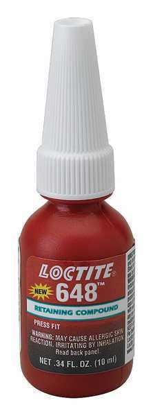 Retaining Compound, 648 Series, Green, Liquid, For Close-Fitting Parts, 10 mL Bottle