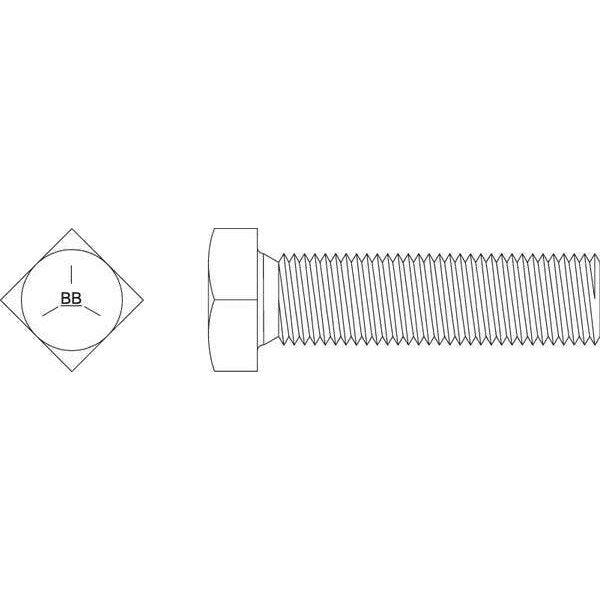 Square Head Bolt, Steel, Grade 5, Zinc Yellow, 5/8