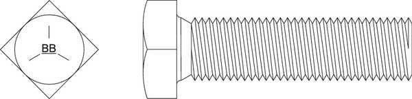 Square Head Bolt, Steel, Grade 5, Zinc Yellow, 1/2
