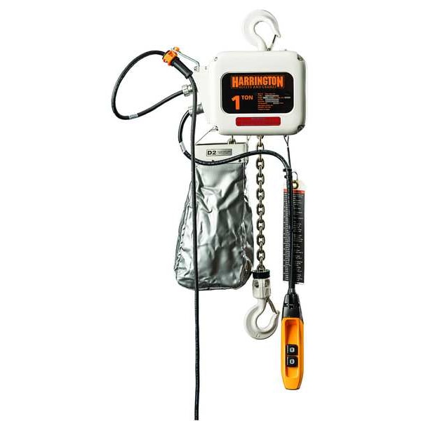 Electric Food Grade Chain Hoist, 4,000 lb, 15 ft, Hook Mounted - No Trolley, White
