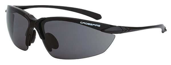Safety Glasses, Wraparound Smoke Polycarbonate Lens, Scratch-Resistant