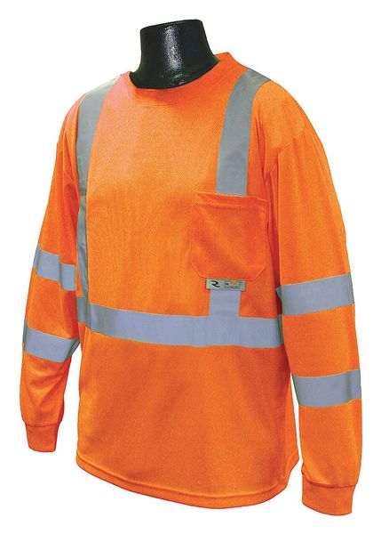 Long Sleeve Shirt, Unisex, L, 22 in., Orange