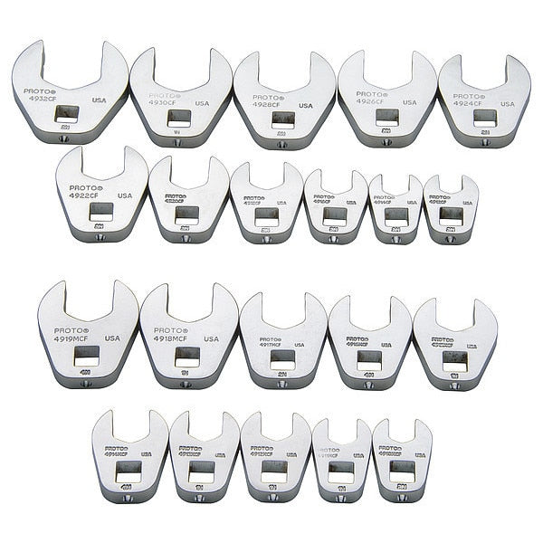 3/8 in Drive Crowfoot Socket Wrench Set, SAE/Metric, 21 pcs