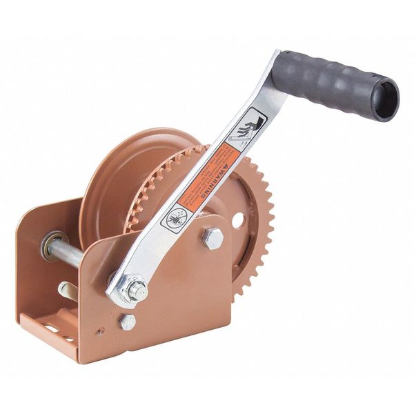 Hand Winch w/Strap, Spur, No Brake, 1100lb.