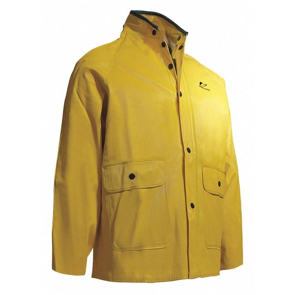 Collared Rain Jacket, Yelw, Ribbed PVC, 2XL