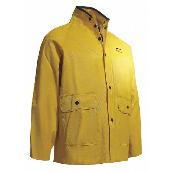 Collared Rain Jacket, Yelw, Ribbed PVC, XL