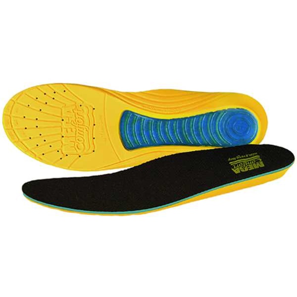 MegaSole Insole, Gel, Medium/High Arch Type, Yellow/Black, Men's 10-11, Women's 12-13, 1 Pair