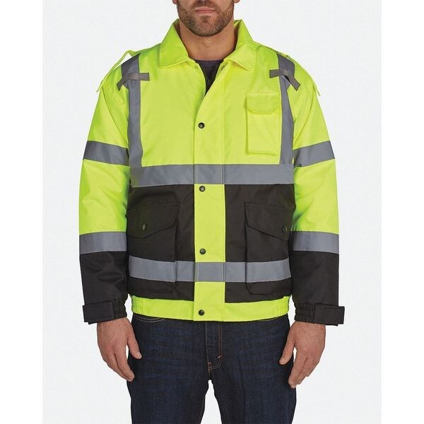 High-visibility Yellow/Black Class 3 Quilted Bomber Jacket size 2XL