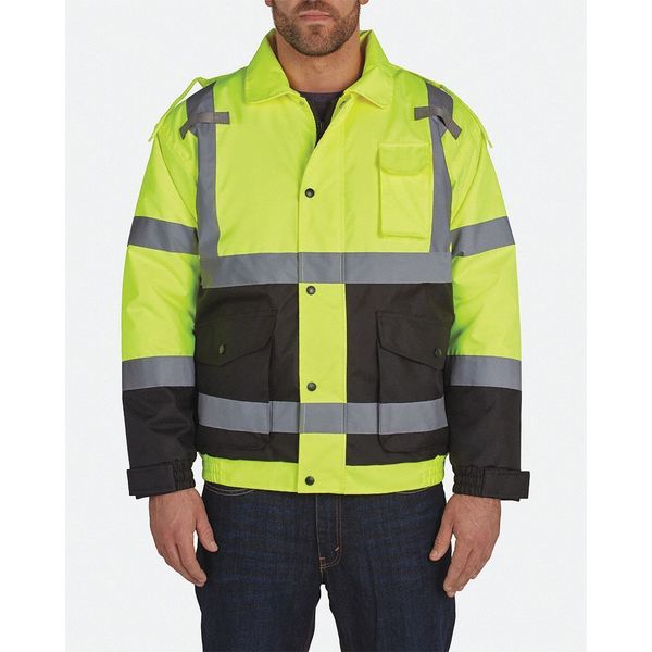 High-visibility Yellow/Black Class 3 Quilted Bomber Jacket size 3XL