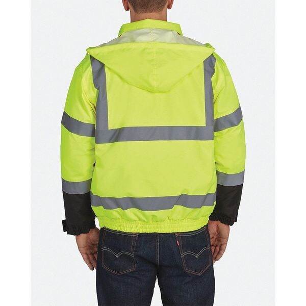 High-visibility Yellow/Black Class 3 Quilted Bomber Jacket size 2XL