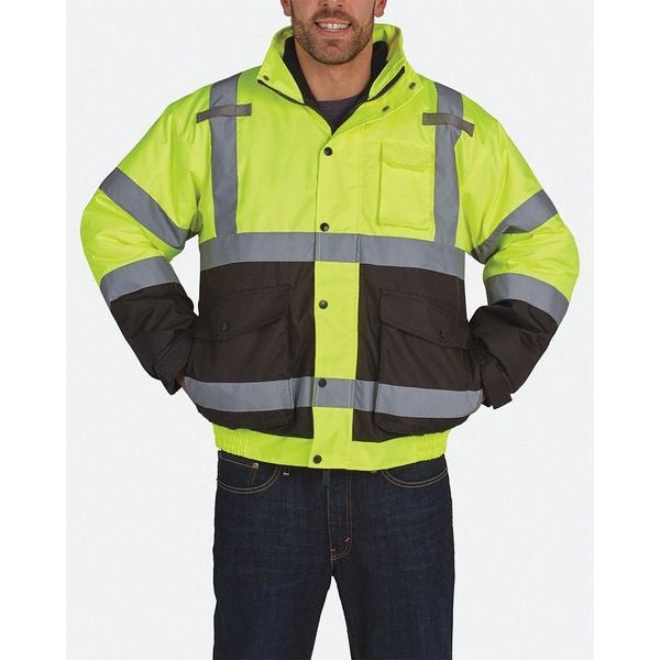 High-visibility Yellow/Black Class 3 Bomber with fleece jacket Jacket size 2XL