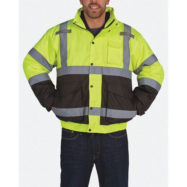 High-visibility Yellow/Black Class 3 Bomber with fleece jacket Jacket size XL