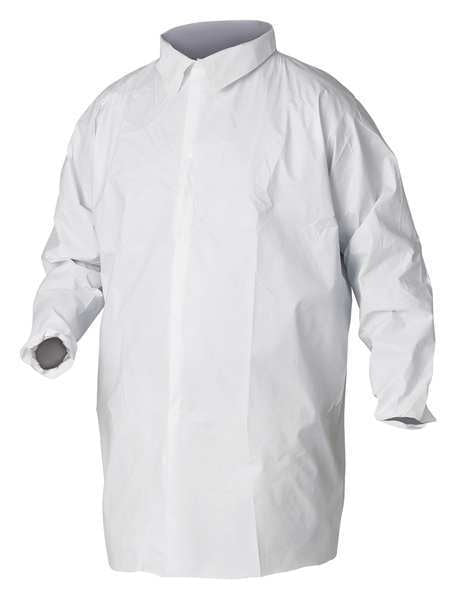 LiqParti Protec LabCoat 5Snap KneeLen ElastWris WHT LG 30/Cs
