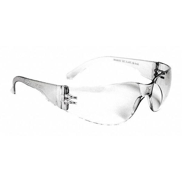 Safety Glasses, Wraparound Clear Polycarbonate Lens, Uncoated