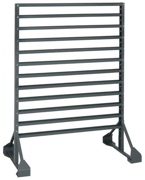Steel Bin Rail Floor Rack, 36 in W x 20 in D x 54 in H, Gray