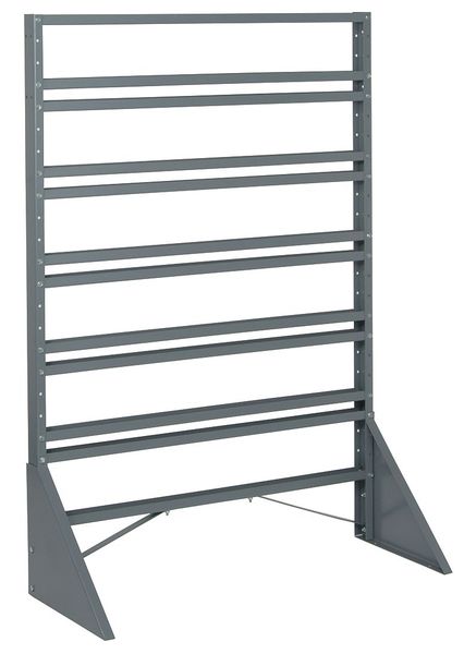 Steel Bin Rail Floor Rack, 36 in W x 15 in D x 54 in H, Gray