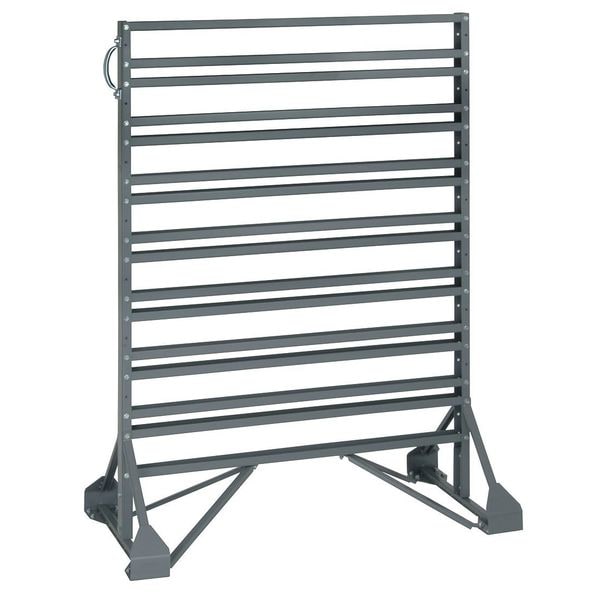 Steel Bin Rail Floor Rack, 36 in W x 20 in D x 54 in H, Gray