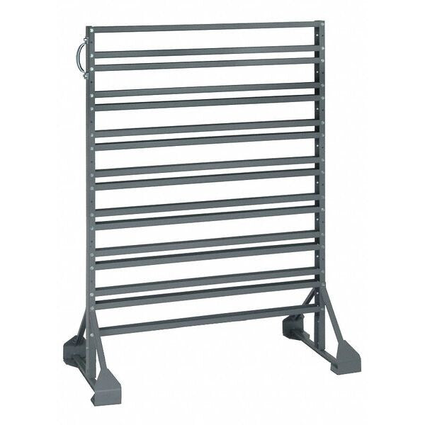 Steel Bin Rail Floor Rack, 36 in W x 20 in D x 54 in H, Gray