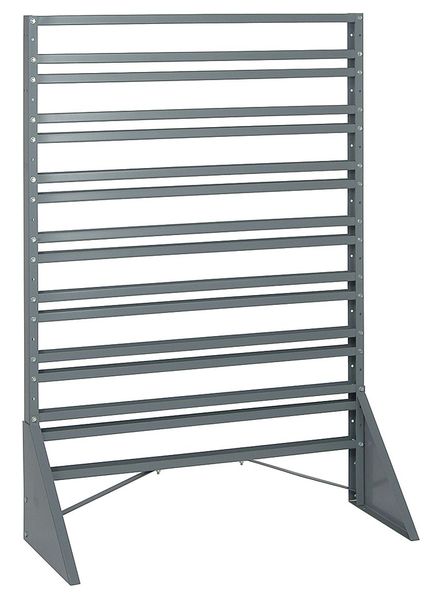 Steel Bin Rail Floor Rack, 36 in W x 15 in D x 54 in H, Gray