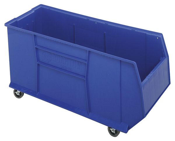 Mobile Storage Bin, Blue, Polypropylene, 41 7/8 in L x 16 1/2 in W x 17 1/2 in H