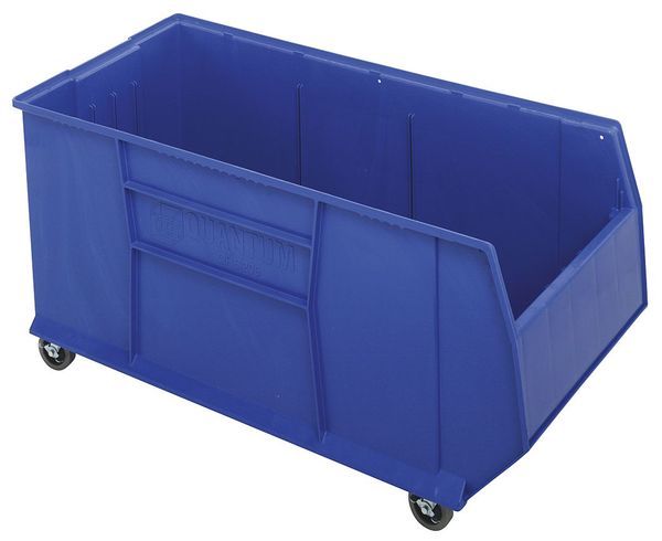 Mobile Storage Bin, Blue, Polypropylene, 41 7/8 in L x 19 7/8 in W x 17 1/2 in H