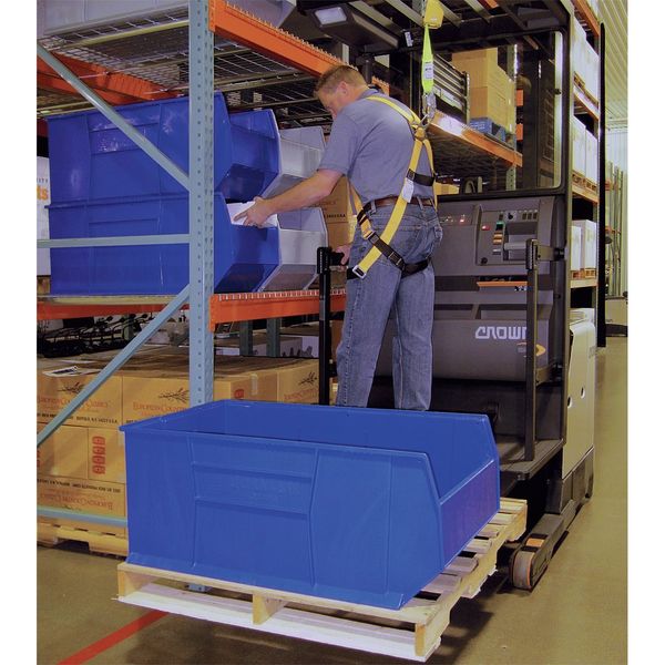 Storage Bin, Blue, Polypropylene, 41 7/8 in L x 23 7/8 in W x 17 1/2 in H, 175 lb Load Capacity