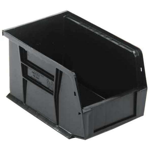 Hang & Stack Storage Bin, Black, Polypropylene, 9 1/4 in L x 6 in W x 5 in H, 50 lb Load Capacity
