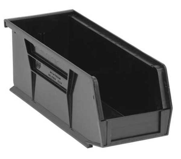 Hang & Stack Storage Bin, Black, Polypropylene, 10 7/8 in L x 4 1/8 in W x 4 in H