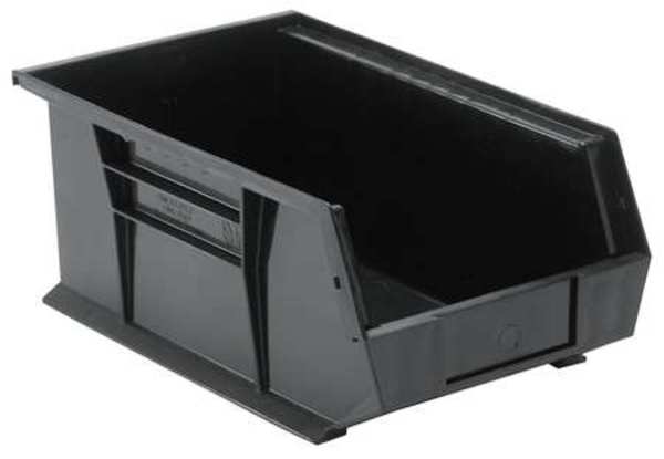 Hang & Stack Storage Bin, Black, Polypropylene, 13 5/8 in L x 8 1/4 in W x 6 in H