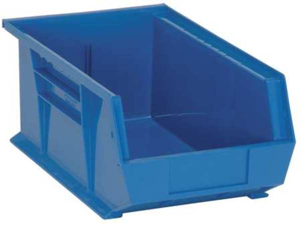 Hang & Stack Storage Bin, Blue, Polypropylene, 13 5/8 in L x 8 1/4 in W x 6 in H