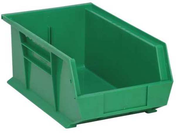 Hang & Stack Storage Bin, Green, Polypropylene, 13 5/8 in L x 8 1/4 in W x 6 in H