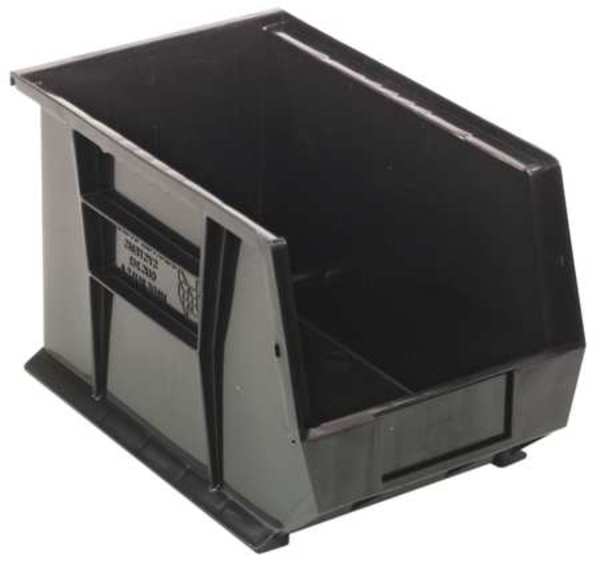 Hang & Stack Storage Bin, Black, Polypropylene, 13 5/8 in L x 8 1/4 in W x 8 in H