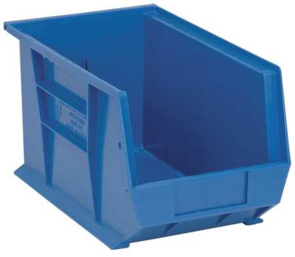 Hang & Stack Storage Bin, Blue, Polypropylene, 13 5/8 in L x 8 1/4 in W x 8 in H