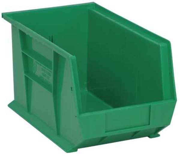 Hang & Stack Storage Bin, Green, Polypropylene, 13 5/8 in L x 8 1/4 in W x 8 in H