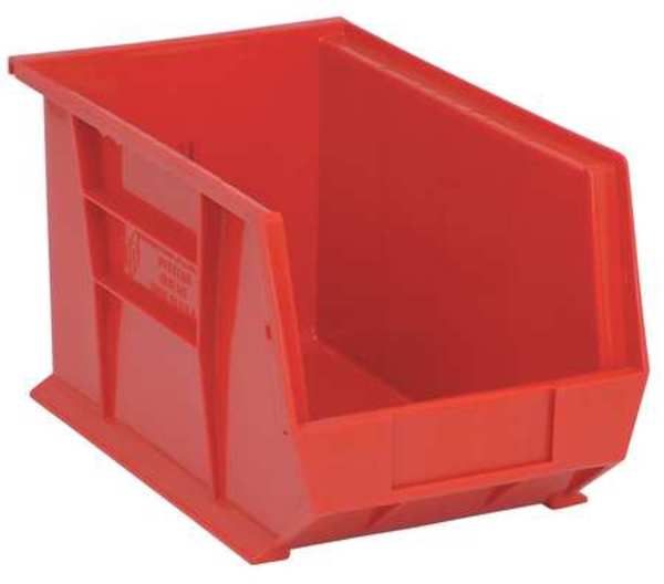 Hang & Stack Storage Bin, Red, Polypropylene, 13 5/8 in L x 8 1/4 in W x 8 in H