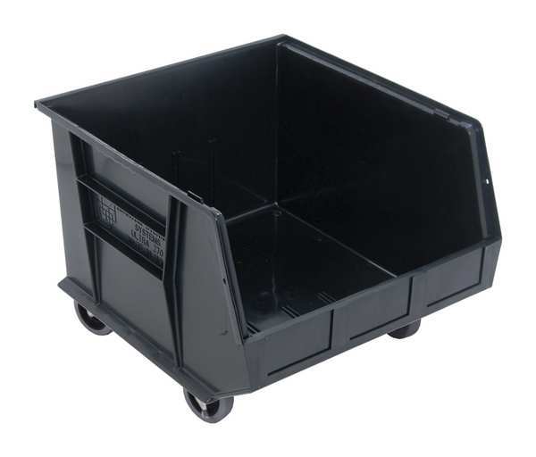 Mobile Storage Bin, Black, Polypropylene, 18 in L x 16 1/2 in W x 11 in H, 300 lb Load Capacity