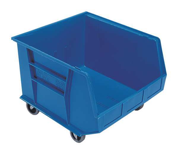 Mobile Storage Bin, Blue, Polypropylene, 18 in L x 16 1/2 in W x 11 in H, 300 lb Load Capacity