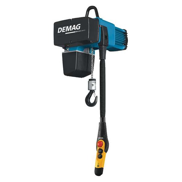 Electric Chain Hoist, 1,000 lb, 26 ft, Hook Mounted - No Trolley, Blue