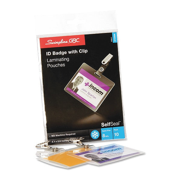 Pouch, Lam, Badge, Self-Adh, Cr, PK10