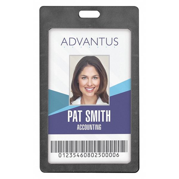 Vertical Rigid ID Badge Holder, Blk, PK6
