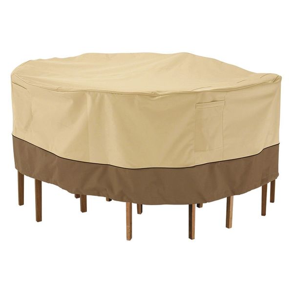 Veranda Cover, Set, Med Round, Table/Chair, Antique Beige, 72