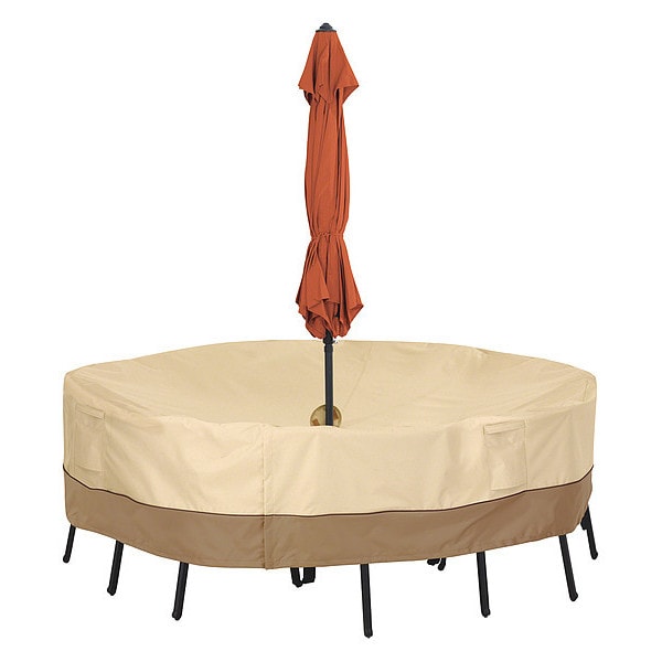 Veranda Medium Cover Set For Round Table/Chair, Antique Beige, 72