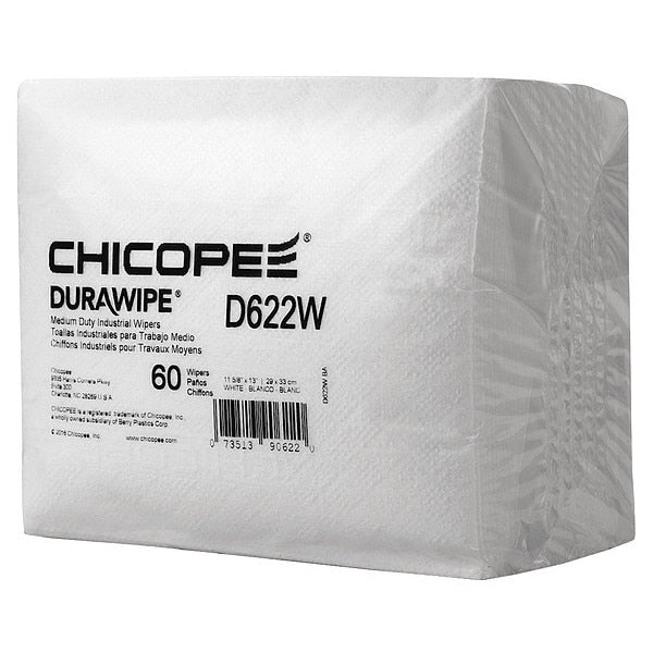 Durawipe 600 Wiper, Quarter Fold, Wht, PK16