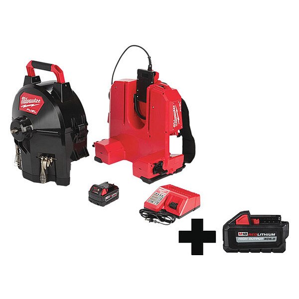 100 ft Cordless Drain Cleaning Machine, 18.0