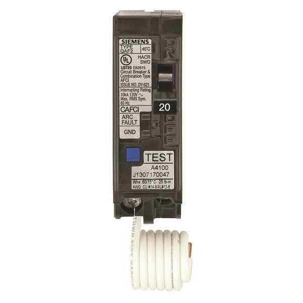 Miniature Circuit Breaker, 20 A, 120V AC, 1 Pole, Plug In Mounting Style, QA Series