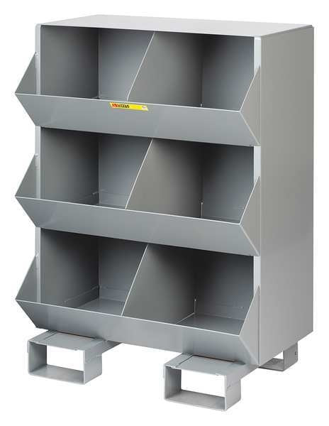 Steel Sectional Stacking Bin, 20 in D x 42 in H x 32 in W, 4 Shelves, Gray